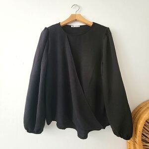 Zara Wrap Front Black Blouse